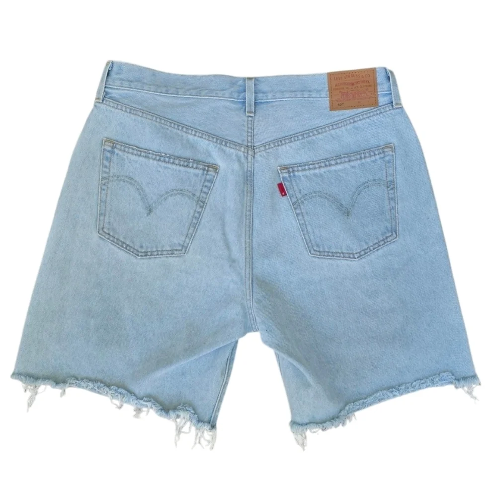 Levi's High Rise Distressed Denim Shorts Light Wash Cutoff Button Fly